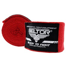BELTOR OWIJKI BOKSERSKIE ELASTYCZNE / ELASTICATED BOXING HAND WRAPS 4m FOLIOPAK - czerwony/red B2553