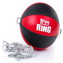 Gruszka bokserska refleksówka skórzana czarno - czerwona