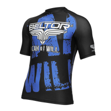 BELTOR BW RASHGUARD SHORT SLEEVE "I CAN & I WILL" 01  czarny/niebieski - black/blue    S   B0703 *