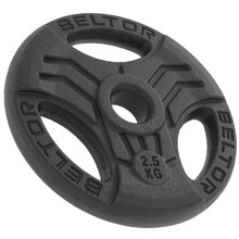 BELTOR OBCIĄŻENIE ŻELIWNE KIEROWNICA "FASTGRIP" / IRON HANDLE PLATES 26mm /  2,5kg CZARNE / BLACK B1612