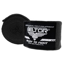 BELTOR OWIJKI BOKSERSKIE ELASTYCZNE / ELASTICATED BOXING HAND WRAPS 3m FOLIOPAK - czarny/black B0878