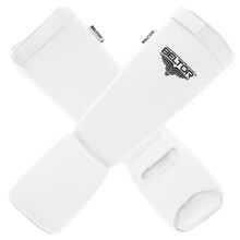 BELTOR KARATE OCHRANIACZE GOLENI I ŚRÓDSTOPIA BAWEŁNIANE "STRETCHY" biały - white  M B1315