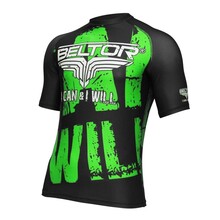 BELTOR BW RASHGUARD SHORT SLEEVE "I CAN & I WILL" 01  czarny/zielony - black/green  XL B0230 *
