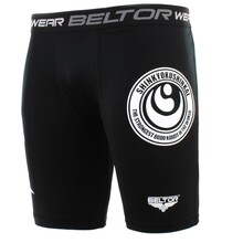 BELTOR KARATE BW SHORTS / SPODENKI OBCISŁE "SHINKYOKUSHINKAI 01" czarny/black    S B1645 *