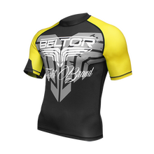 BELTOR BW RASHGUARD SHORT SLEEVE "CAGE RAZE"    S  czarny/żółty - black/yellow B0303 *